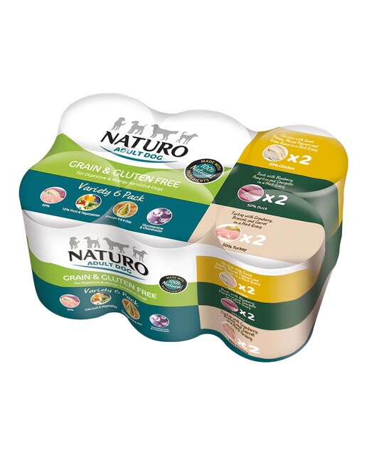 Naturo - Comida húmeda para perros adultos Naturo pack multisabores Grain & Gluten Free en salsa 6 latas x…