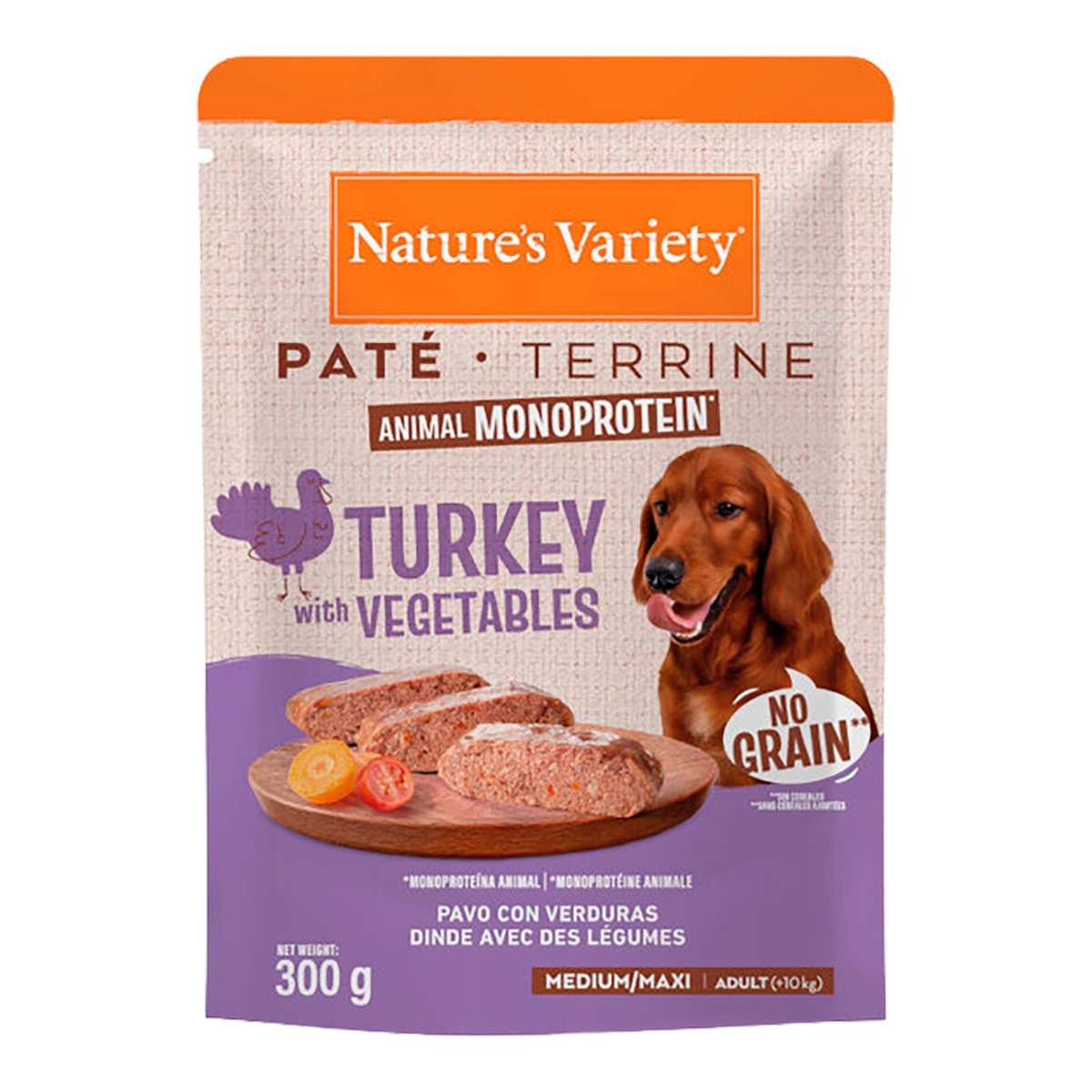 Imagen 1 de Comida húmeda para perros adultos medianos y grandes Nature's Variety paté pavo no grain 300 g