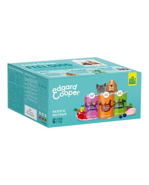 Imagen 1 de Multipack comida húmeda para perros adultos Edgard & Cooper paté pollo, venado y cordero 6 x 400 g