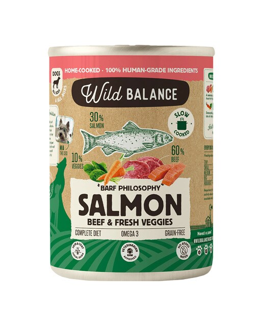 Wild Balance - Comida húmeda para perros adultos Wild Balance barf trozos salmón, ternera y verduras frescas…