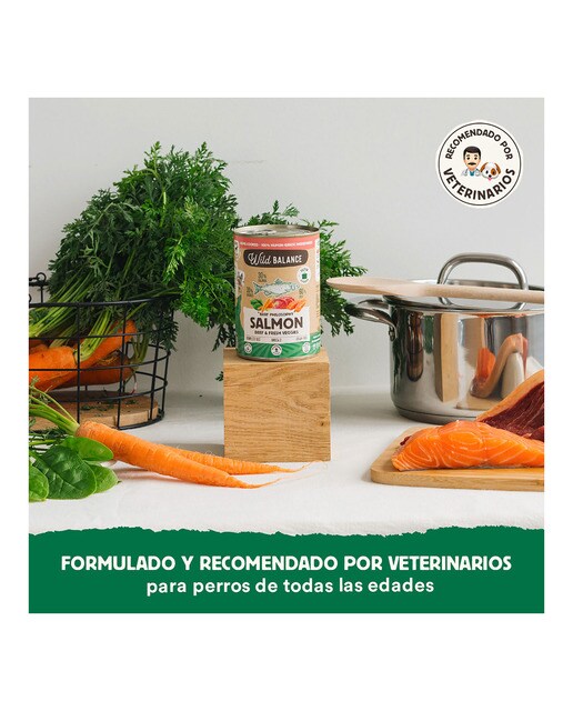 Comida húmeda para perros adultos Wild Balance barf trozos salmón, ternera y verduras frescas 400 g 3