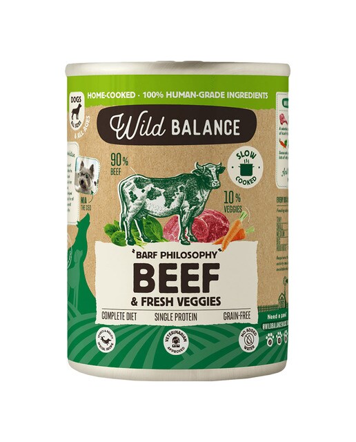 Wild Balance - Comida húmeda para perros adultos Wild Balance barf cocinado al vapor trozos ternera…