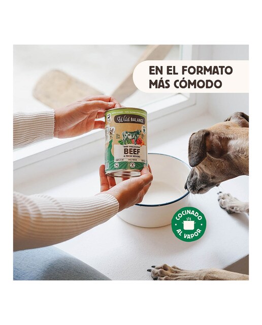 Comida húmeda para perros adultos Wild Balance barf cocinado al vapor trozos ternera y verduras frescas 400 g 3