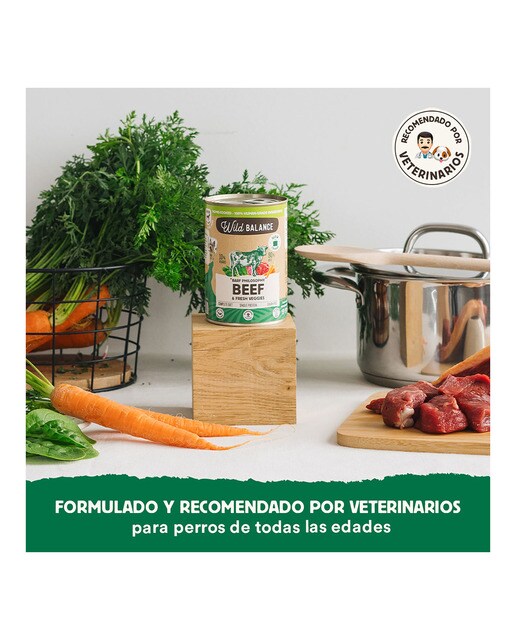 Comida húmeda para perros adultos Wild Balance barf cocinado al vapor trozos ternera y verduras frescas 400 g 4