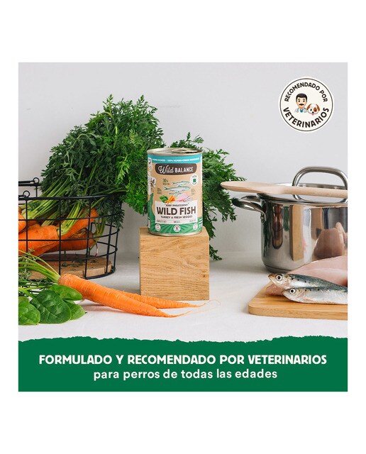 Comida húmeda para perros adultos Wild Balance barf cocinado al vapor trozos pescado salvaje, pavo y verduras frescas 400 g 4