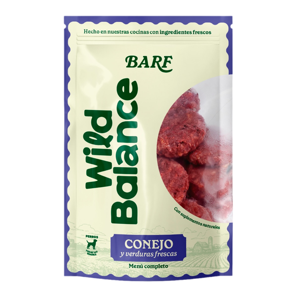 Imagen 0 de Comida húmeda para perros Wild Balance barf congelado conejo y verduras 1 kg