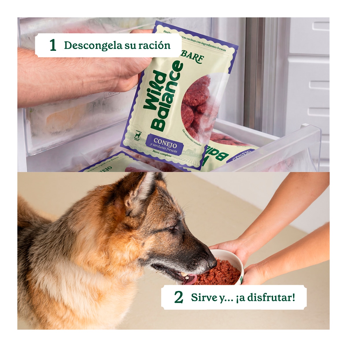 Comida húmeda para perros Wild Balance barf congelado conejo y verduras 1 kg 7