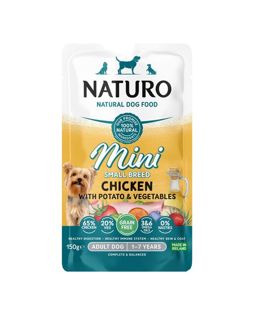 Naturo - Comida húmeda para perros adultos minis Naturo pollo y patatas grain free 150 g