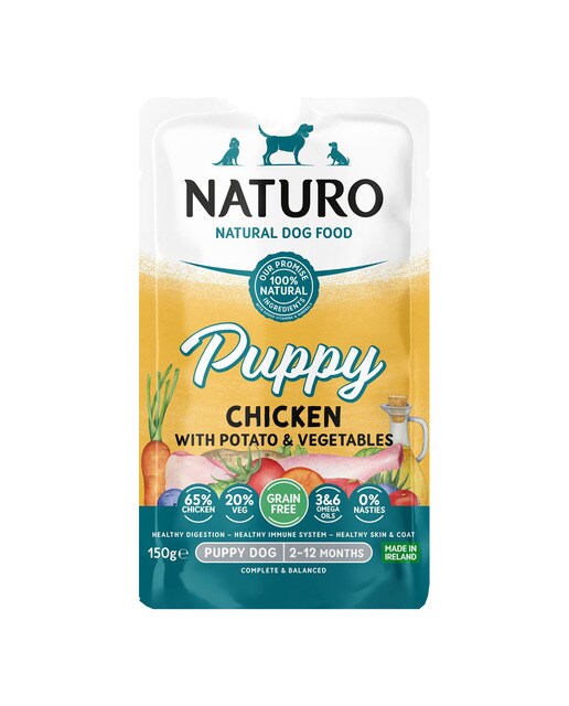 Naturo - Comida húmeda para perros cachorros pequeños Naturo pollo y patatas grain free 150 g