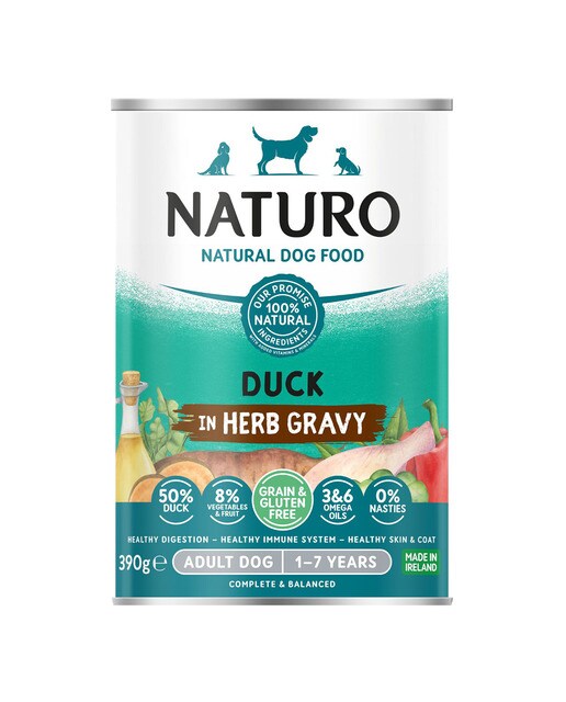 Naturo - Comida húmeda para perros adultos Naturo pato y vegetales grain free 390 g