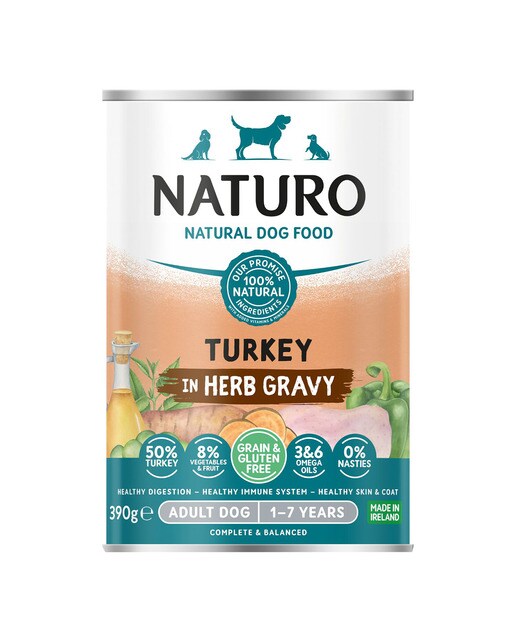 Naturo - Comida húmeda para perros adultos Naturo pavo y vegetales grain free 390 g