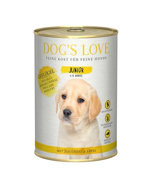 Dog's Love - Comida húmeda para perros cachorros y junior Dog's Love ave de corral sin cereales 400 g