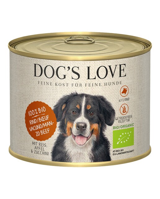 Dog's Love - Comida húmeda para perros adultos Dog's Love bio vacuno sin cereales 200 g