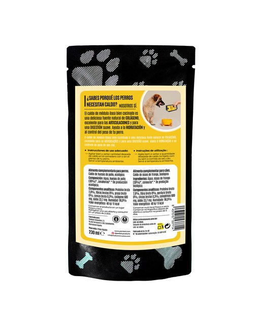 Caldo de huesos de pollo ecológico para perros Pet Bel 230 ml 2