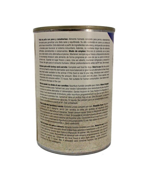Comida húmeda para perros adultos Biazoo paté de pollo con pavo y zanahoria grain free 395 g 2