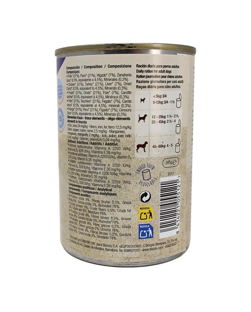 Comida húmeda para perros adultos Biazoo paté de pollo con pavo y zanahoria grain free 395 g 3