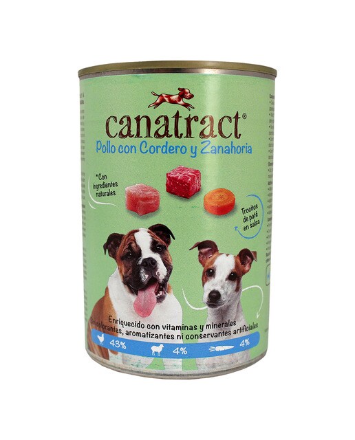 Canatract - Comida húmeda para perros adultos Canatract pollo con cordero y zanahoria en salsa 400 g