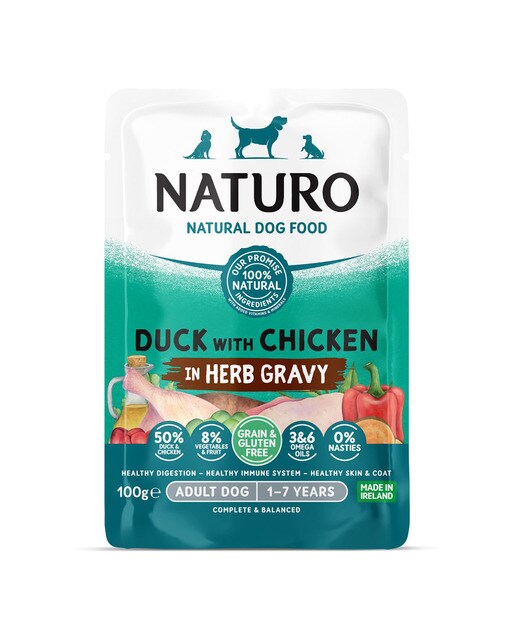 Naturo - Comida húmeda para perros adultos Naturo pato y pollo grain free en salsa 100 g