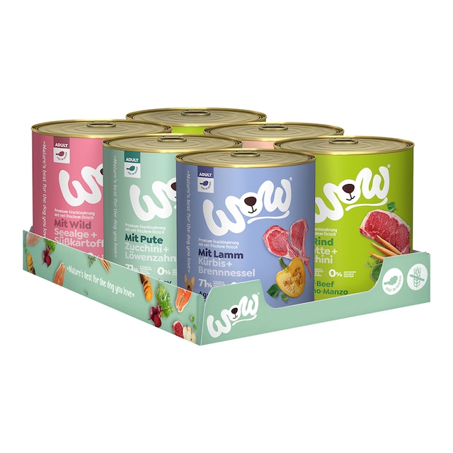 Comida húmeda para perros adultos Wow Multipack 6 x 800 g
