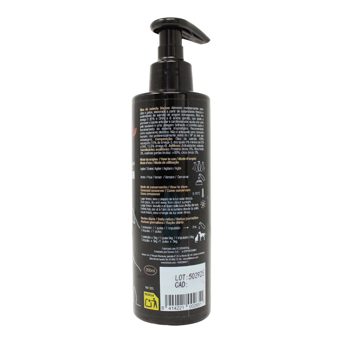 Suplemento para perros y gatos Biazoo aceite de salmón 200 ml 2