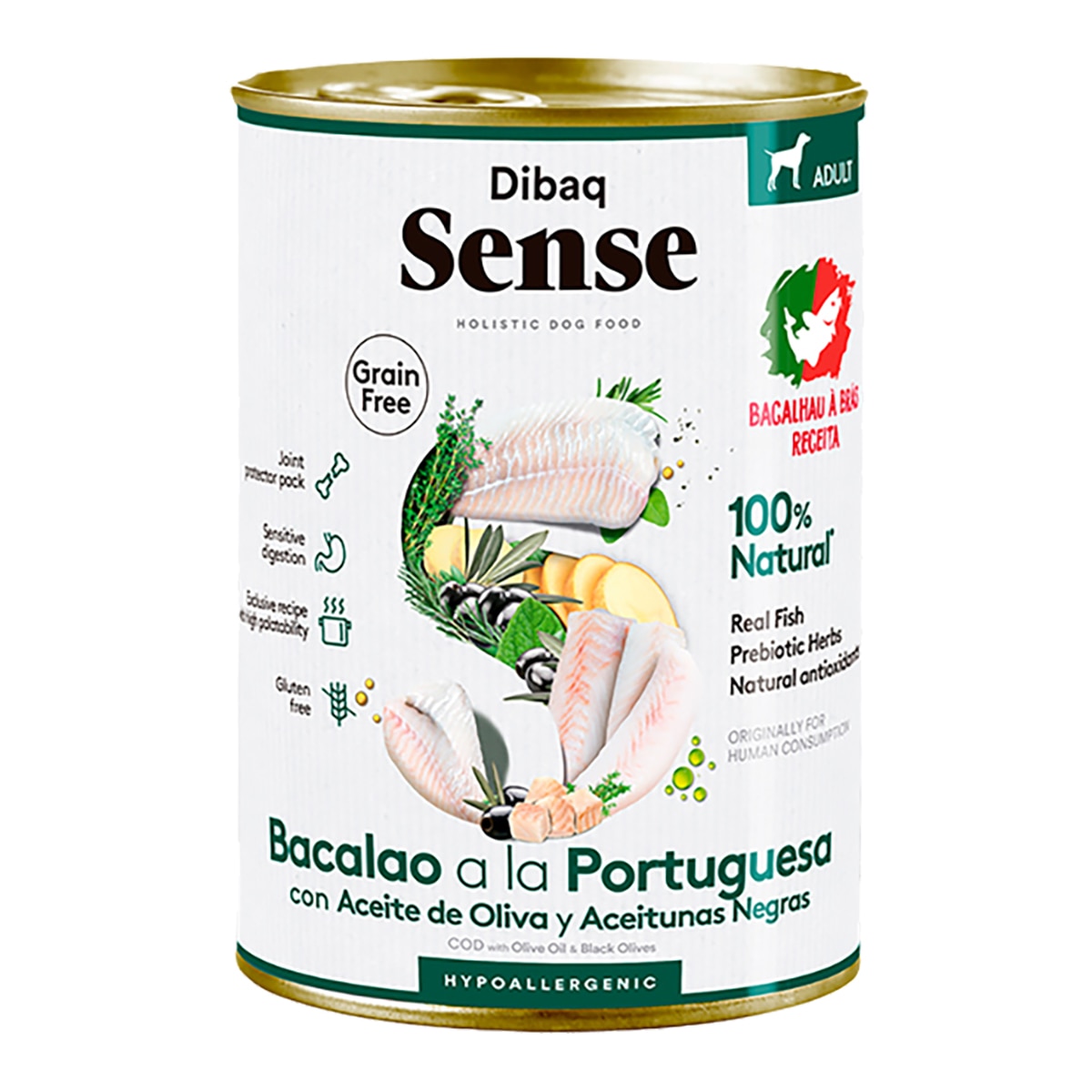 Imagen 0 de Comida húmeda para perros adultos hipoalergénico Dibaq Sense bacalao a la portuguesa 380 g