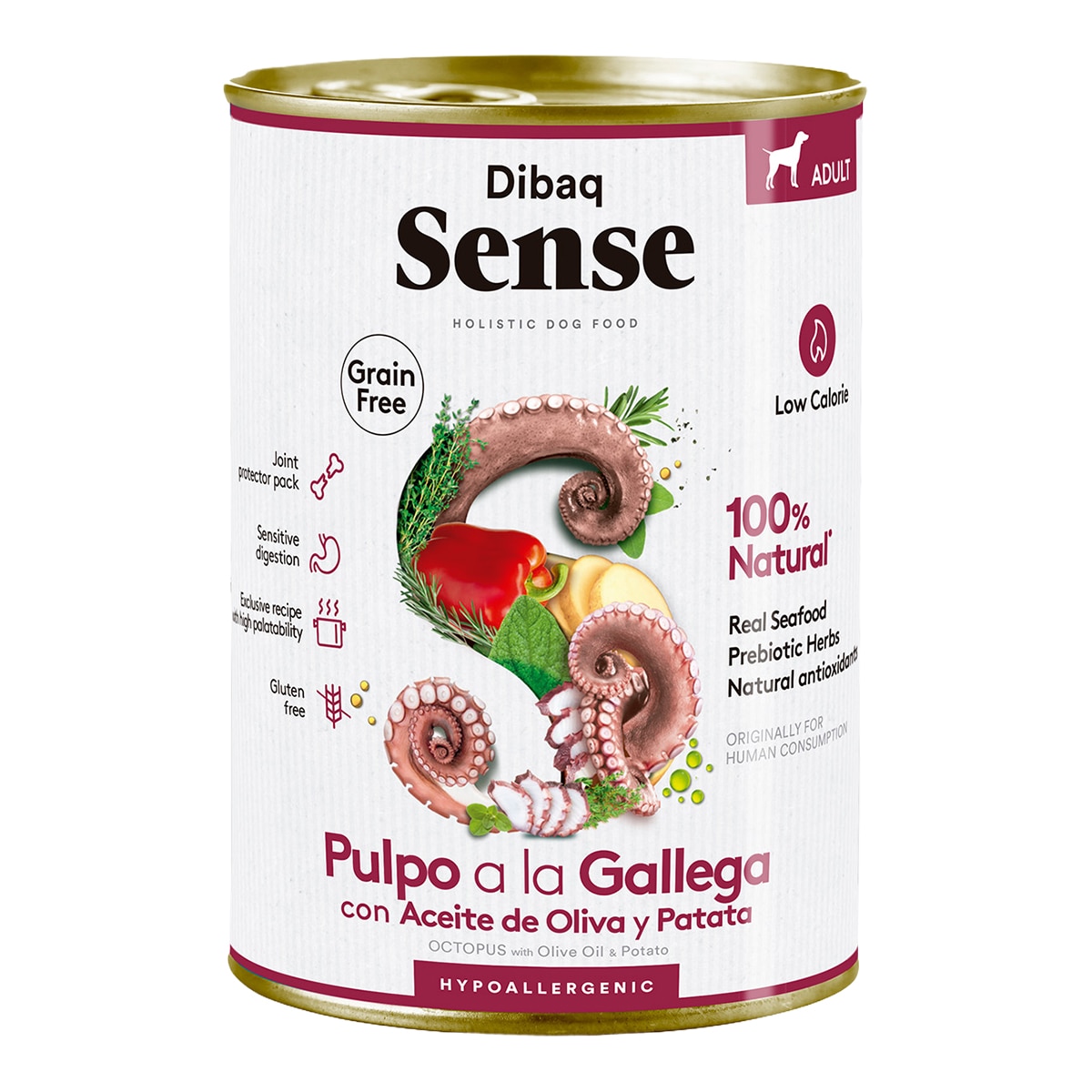 Imagen 0 de Comida húmeda para perros adultos hipoalergénico Dibaq Sense pulpo a la gallega 380 g