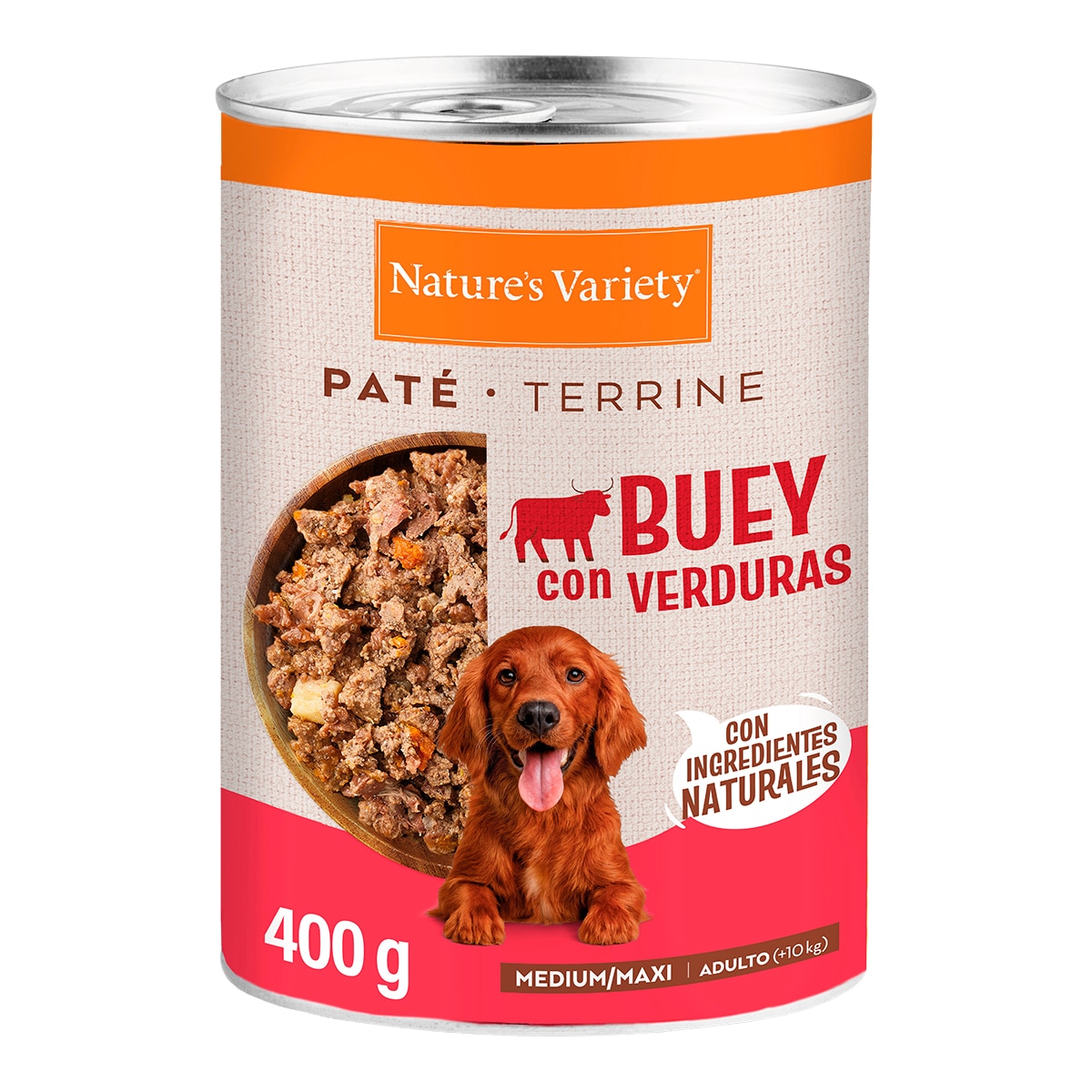 Imagen 1 de Comida húmeda para perros adultos medianos y grandes Nature´s Variety paté buey con verduras 400g