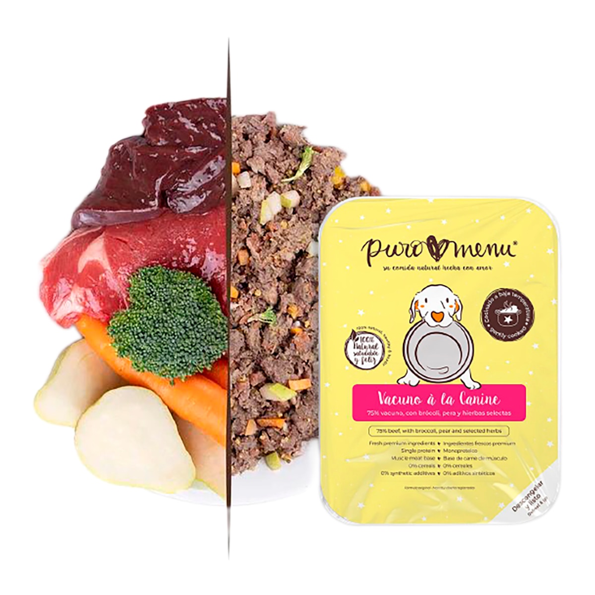 Comida húmeda para perros adultos mini Puromenu vacuno 2