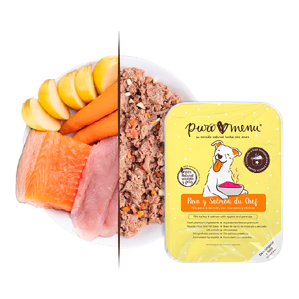 Comida húmeda para perros adultos minis y pequeños Puromenu pavo y samón 2