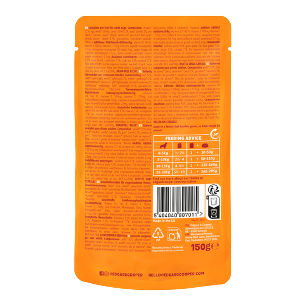 Comida húmeda para perros adultos estofado pollo Edgard&Cooper 150 g 2