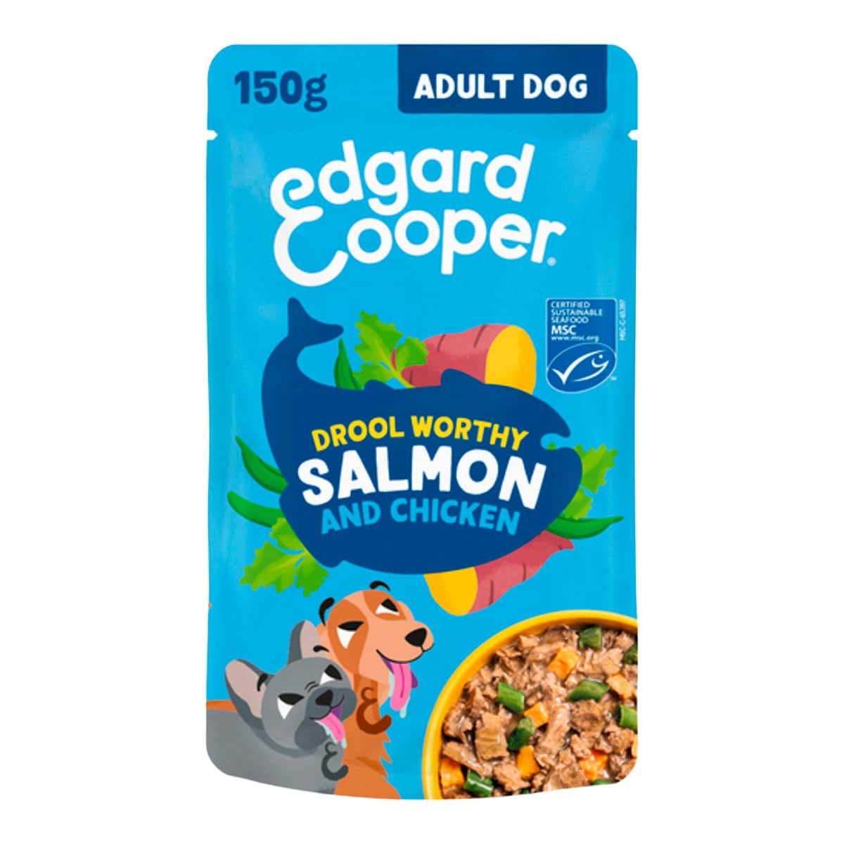 Imagen 0 de Comida húmeda para perros adultos estofado de salmón y pollo Edgard&Cooper 150 g