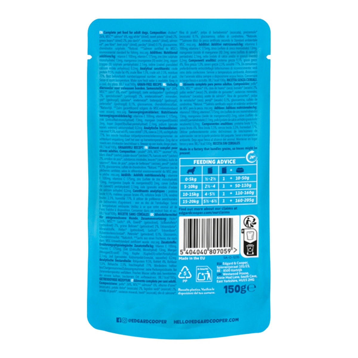 Comida húmeda para perros adultos estofado de salmón y pollo Edgard&Cooper 150 g 2
