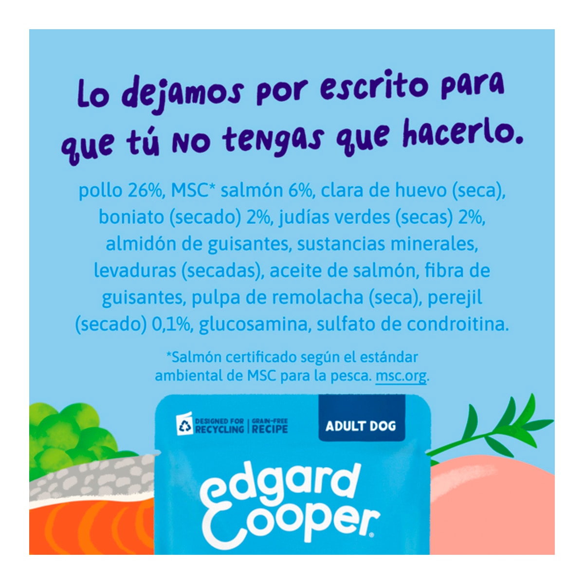 Comida húmeda para perros adultos estofado de salmón y pollo Edgard&Cooper 150 g 4