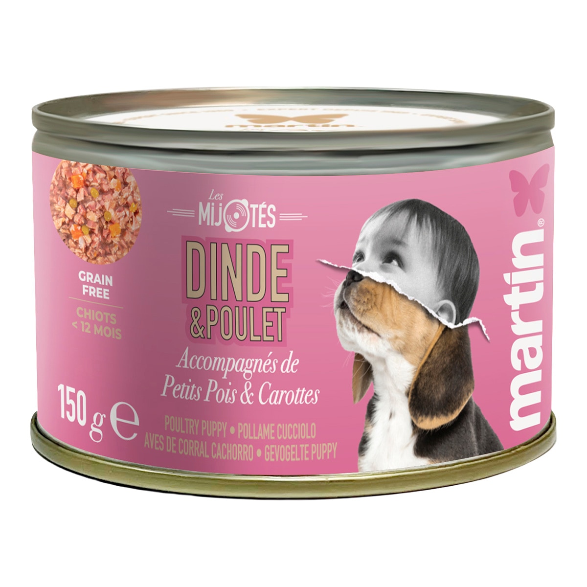 Imagen 1 de Comida húmeda para perros cachorros estofado pavo y pollo Martín Sellier 150 g