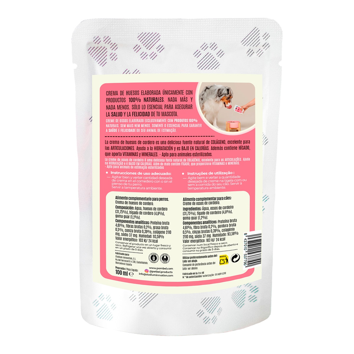 Imagen 2 de Crema de huesos de cordero para perros Pet Bel 100 ml