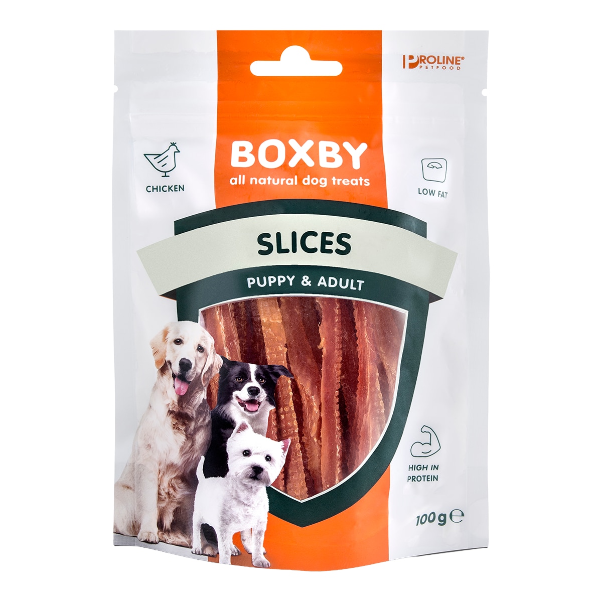 Snack para perros cachorros y adultos Boxby Slices pollo 100 g 1