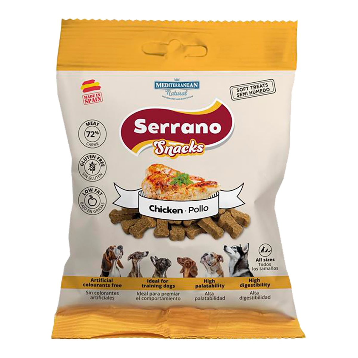 Snack para perros Mediterranean Natural Serrano pollo 85 g 1
