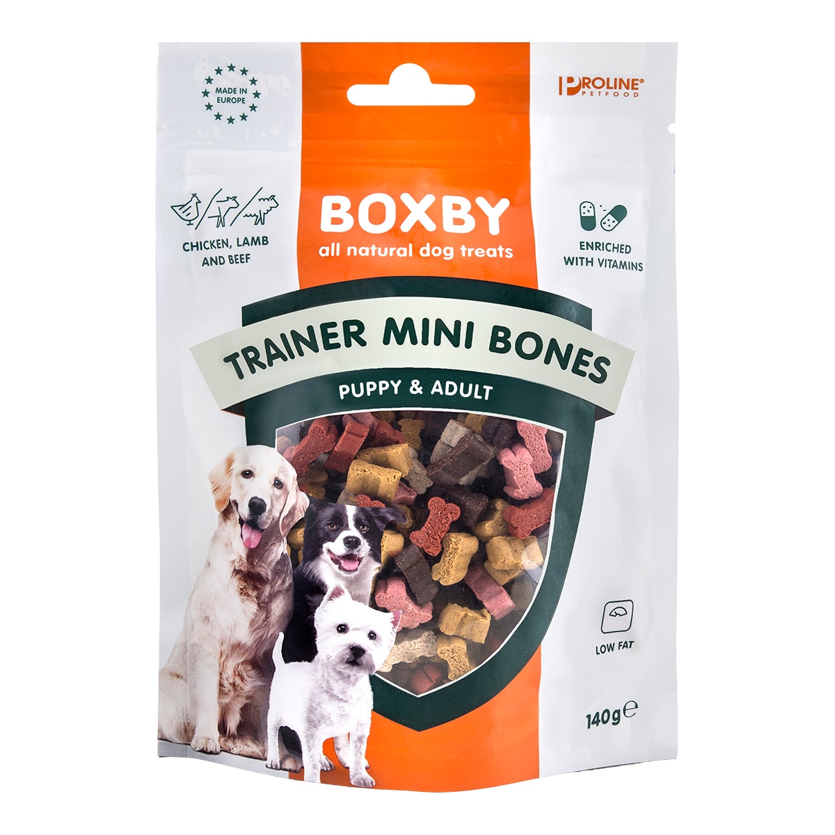 Imagen 0 de Snack para perros adultos pequeños Boxby pollo, vaca y cordero 140 g