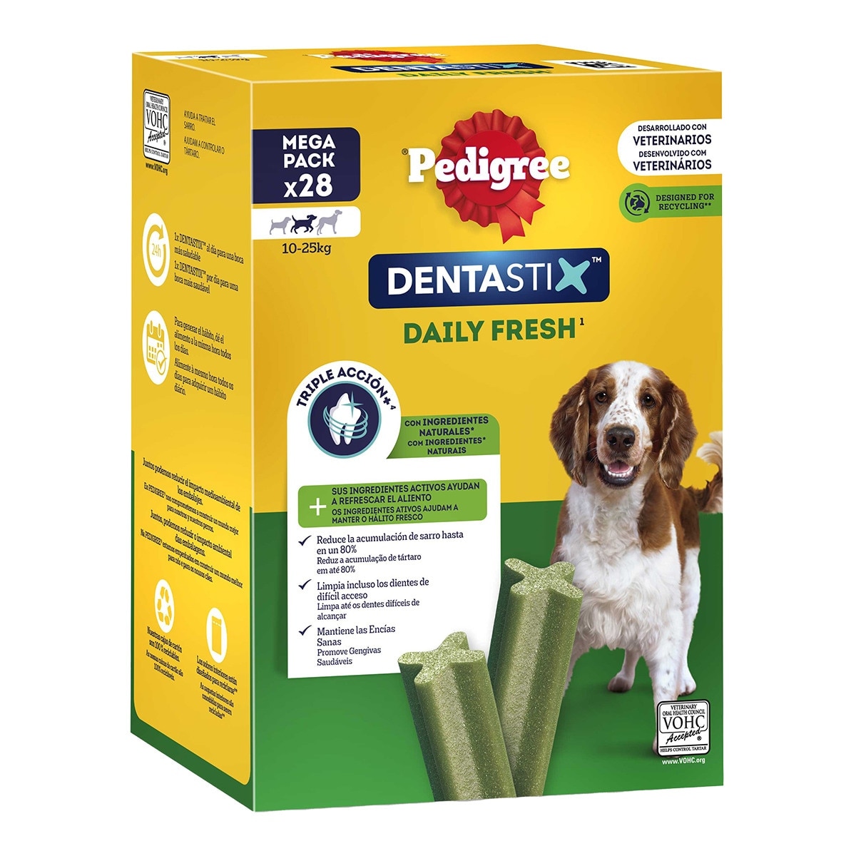 Pedigree Dentastix – Snack para perros medianos Pedigree Dentastix Fresh. Talla 28 sticks