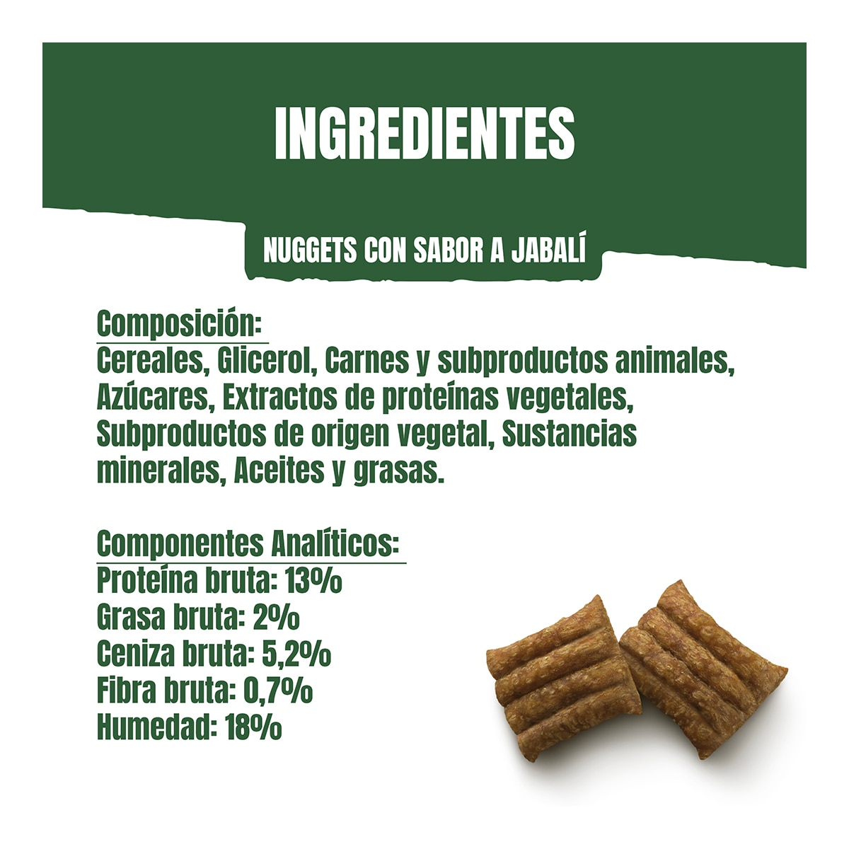 Imagen 3 de ADVENTUROS Nuggets snacks para perros con sabor a jabalí envase 90 g
