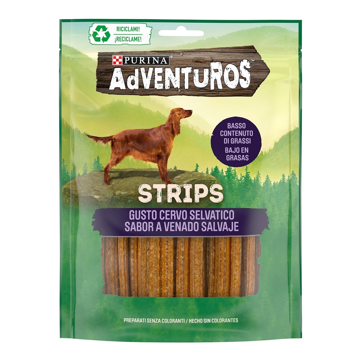 Purina Adventuros – Strips para perros adultos medianos Adventuros venado 90 g.