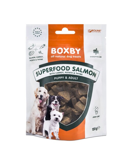 Boxby - Snack para perros cachorros y adultos Boxby Digestive Care salmón 120 g