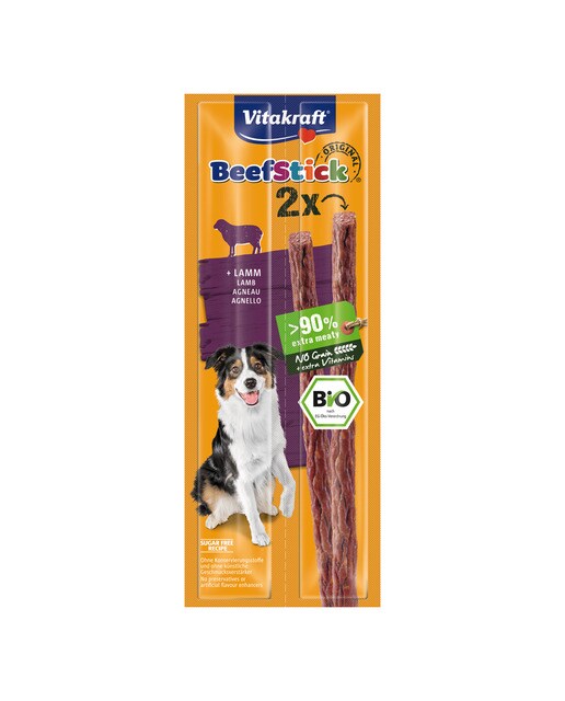 Vitakraft - Snack para perros adultos Vitakraft Bio Beef Stick vaca y cordero 2 sticks