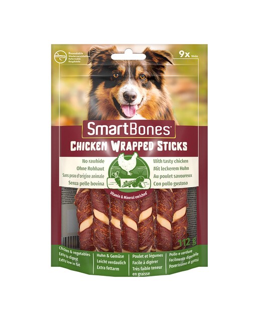 Smartbones - Snack para perros adultos minis SmartBones wrapped chews pollo 112 g