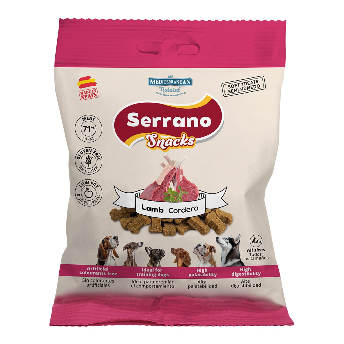 Imagen 0 de Snack para perros adultos Mediterranean Natural Serrano cordero 85 g