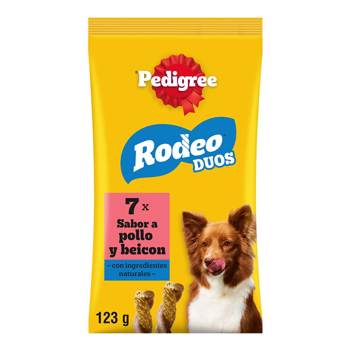 Imagen 0 de Snack para perros adultos pequeños, medianos y grandes Pedigree Rodeo dúo pollo y bacon 7 uds
