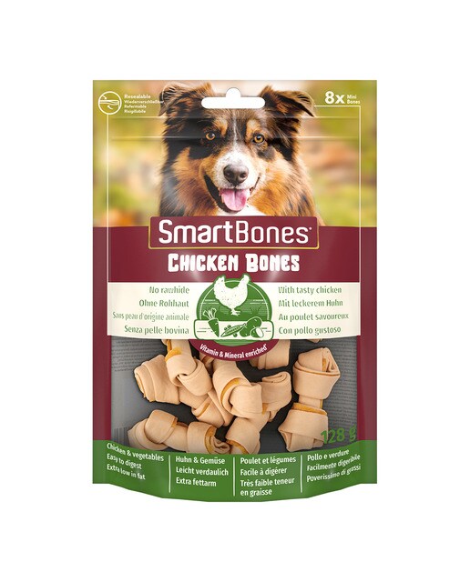 Imagen 0 de Snack para perros adultos minis SmartBones pollo 128 g