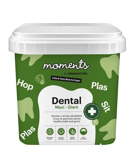 Moments - Snack para perros adultos grandes y gigantes Moments dental Maxi-Gigant pollo 500 g