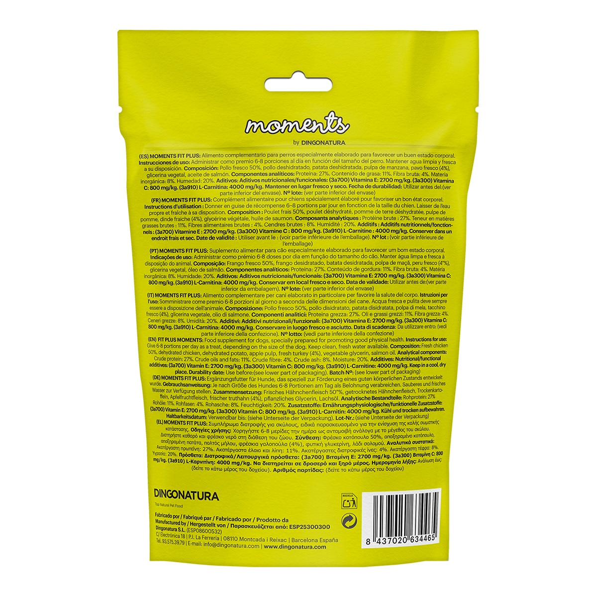 Snack para perros Moments Fit Plus pollo 150 g 2
