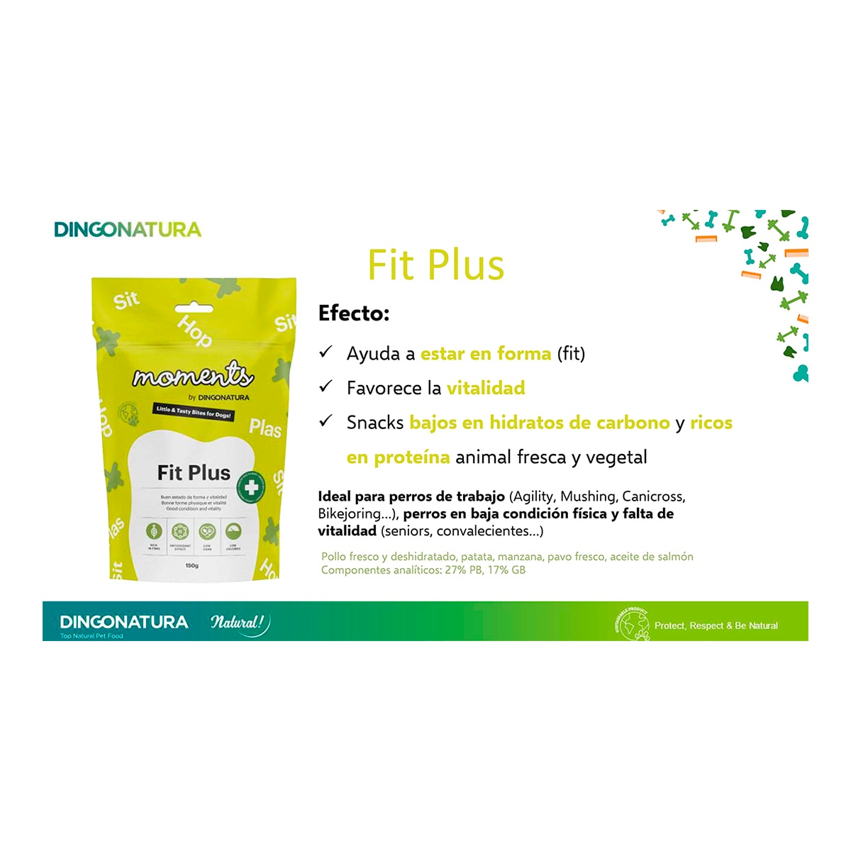 Snack para perros Moments Fit Plus pollo 150 g 4